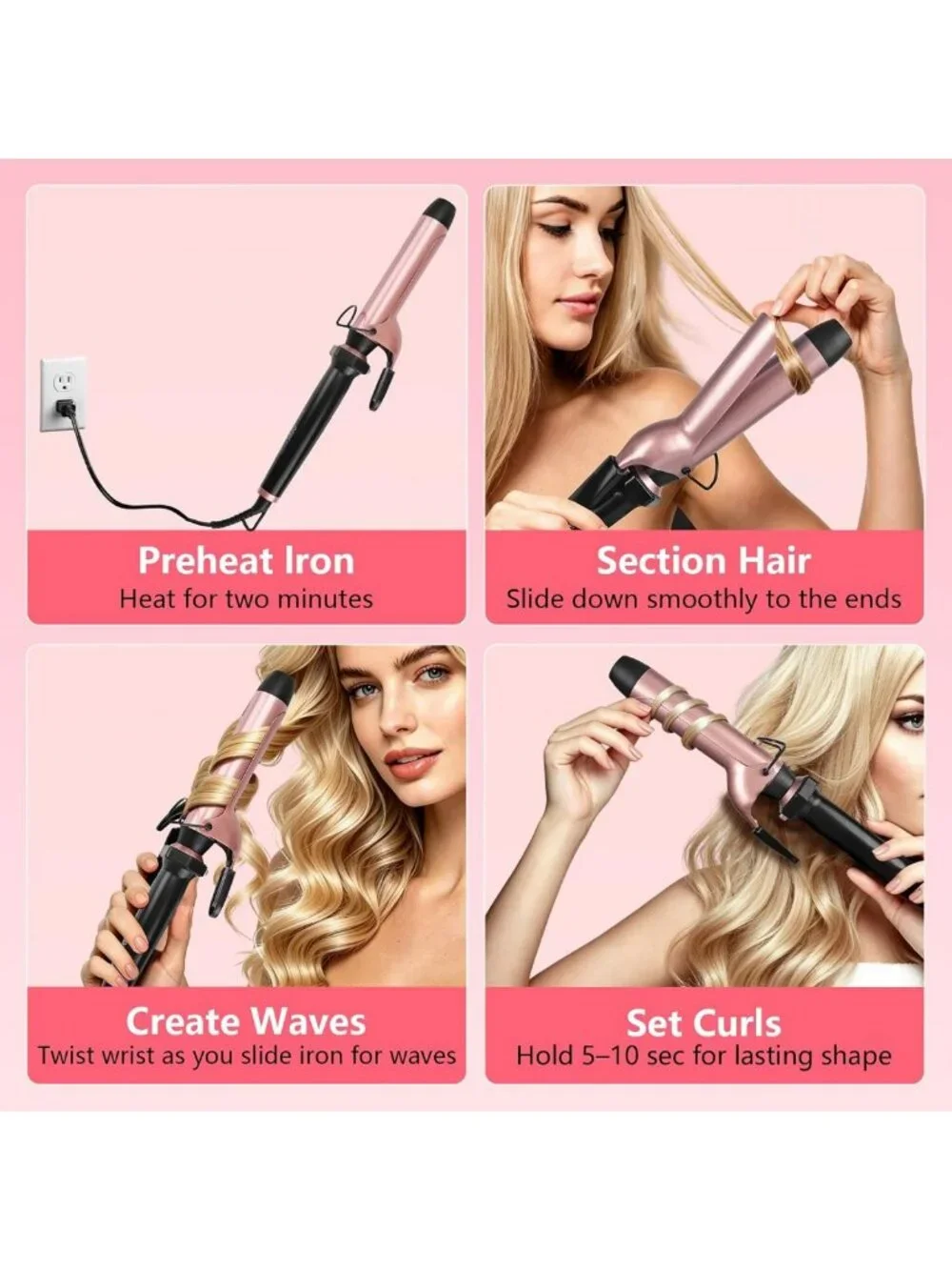 5-in-1 Curling Iron Set & Flat Iron, Ceramic Barrels 0.35